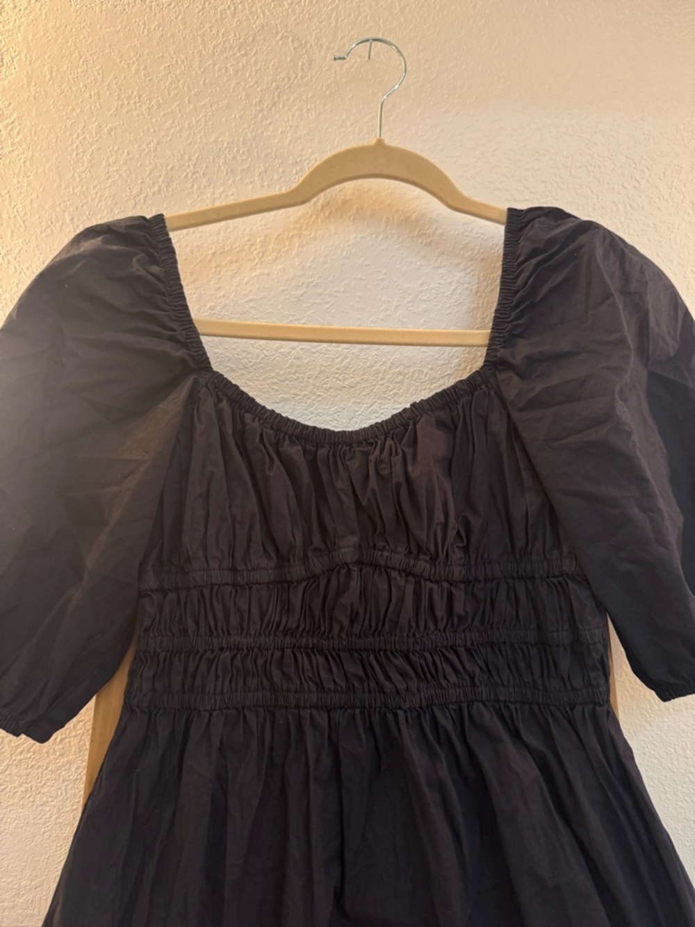 Faithfull the Brand Black Short Puff Sleeve Mini Dress - Picture 7 of 11